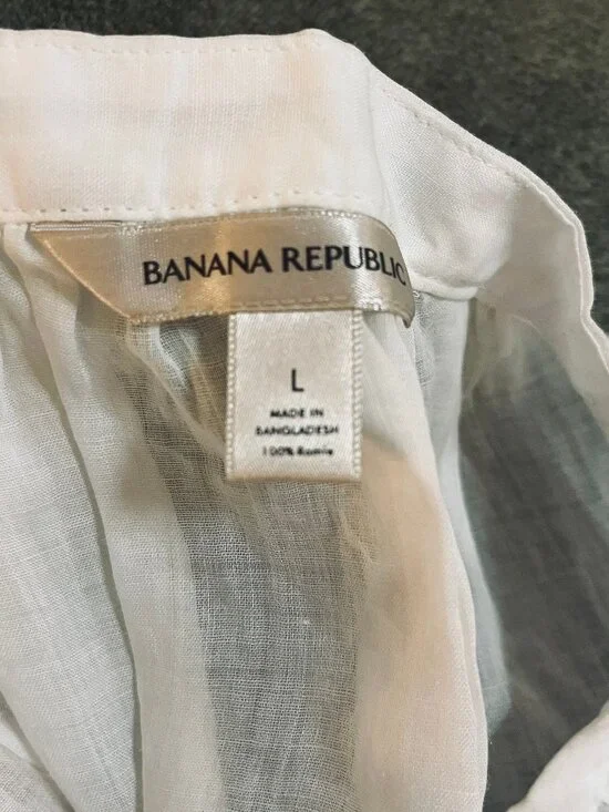 Banana Republic Sleeveless Oversized Ramie White Sheer Button Top Womens Large - Picture 7 of 7